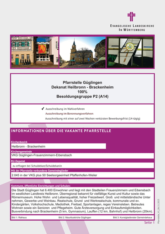 Ausschreibung Pfarrstelle 2026
